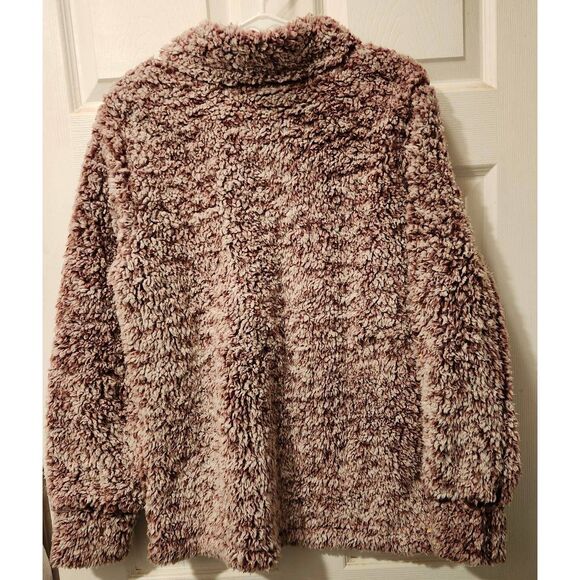 Weatherproof Soft Burgundy Half Zip Soft Furry Pullover Jacket Womens Medium - Picture 2 of 4